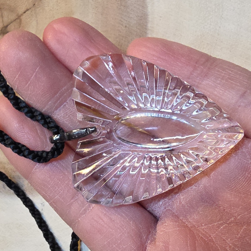 Waterford Crystal heart pendant on a black cord necklace